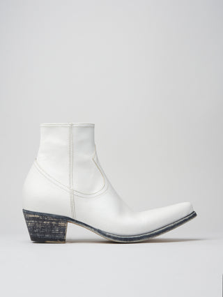 CLINT ANKLE BOOT IN DISTRESSED WHITE VACCHETTA LEATHER