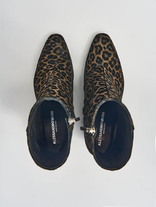 JANIS 80MM ANKLE BOOT IN LEOPARD SUEDE - ALESSANDRO VASINI