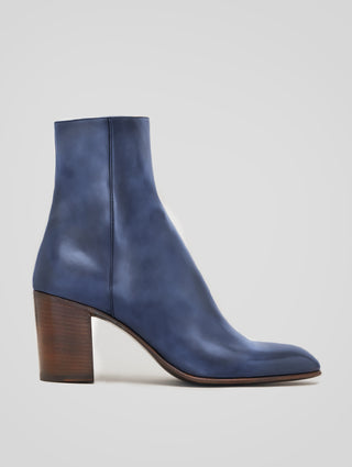JANIS 80MM ANKLE BOOT IN BLUE CALFSKIN