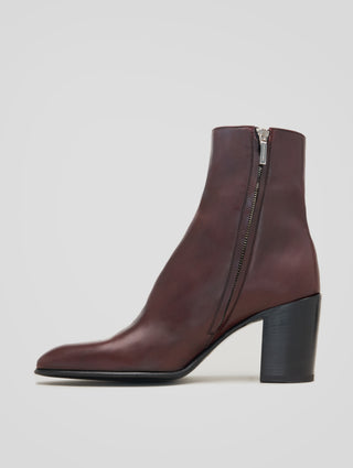 JANIS 80MM ANKLE BOOT IN BURGUNDY CALFSKIN - Woman