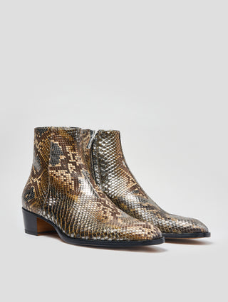 SONNY "SPECIAL EDITION" 40MM ANKLE BOOT IN SILVER SNAKESKIN - ALESSANDRO VASINI