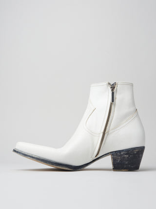 CLINT ANKLE BOOT IN DISTRESSED WHITE VACCHETTA LEATHER