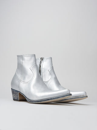 CLINT ANKLE BOOT IN DISTRESSED SILVER LEATHER - Woman