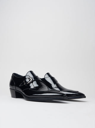 ADRIAN 30MM MONK-STRAP IN BLACK PATENT LEATHER