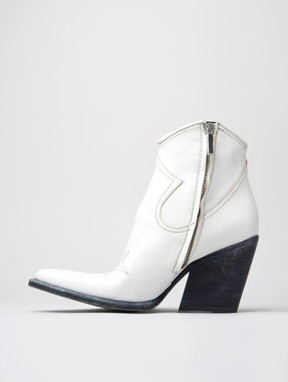 ALISON 80MM ANKLE BOOT IN DISTRESSED WHITE VACCHETTA LEATHER - Woman