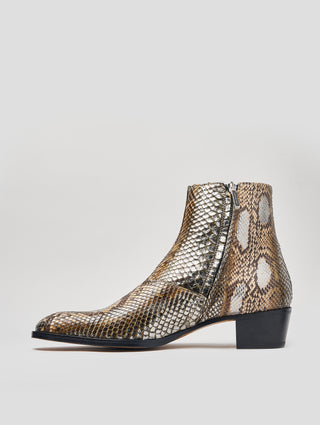 SONNY "SPECIAL EDITION" 40MM ANKLE BOOT IN SILVER SNAKESKIN