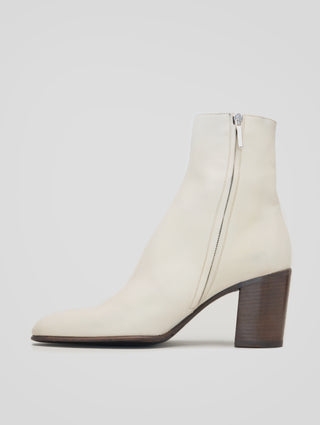 JANIS 80MM ANKLE BOOT IN IVORY CALFSKIN
