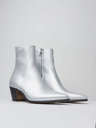 NICO 60MM ANKLE BOOT IN SILVER CALFSKIN- Woman