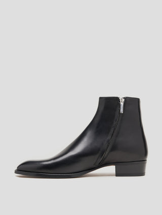 DYLAN 30MM ANKLE BOOT IN BLACK CALFSKIN
