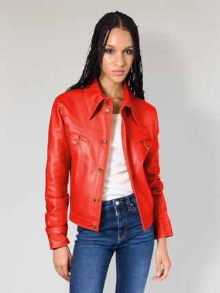 DOLLY LEATHER JACKET RED - Woman