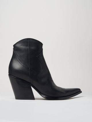 ALISON 80MM ANKLE BOOT IN BLACK VACCHETTA LEATHER - Woman