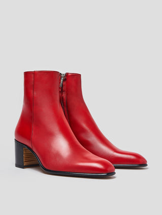 JUAN 60MM ANKLE BOOT IN RED CALFSKIN