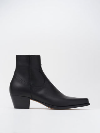 CLINT ANKLE BOOT IN BLACK VACCHETTA LEATHER - Woman
