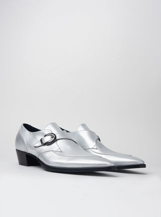 ADRIAN 30MM MONK-STRAP IN SILVER LEATHER