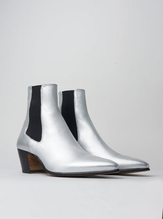NICO 60MM CHELSEA BOOT IN SILVER CALFSKIN- Woman