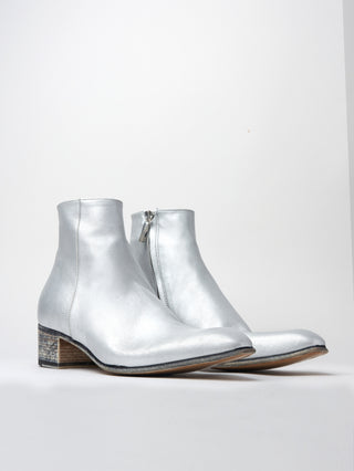 SONNY 40MM ANKLE BOOT IN DISTRESSED SILVER CALFSKIN - Woman