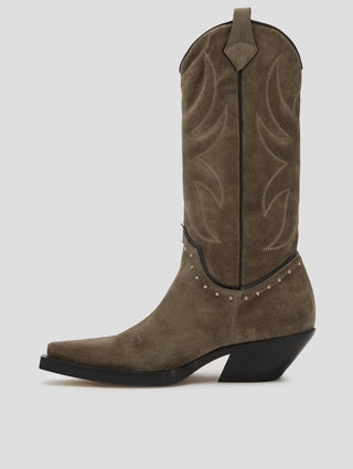 TERENCE WESTERN BOOT IN SMOKE SUEDE - Woman