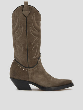 TERENCE WESTERN BOOT IN SMOKE SUEDE - Woman