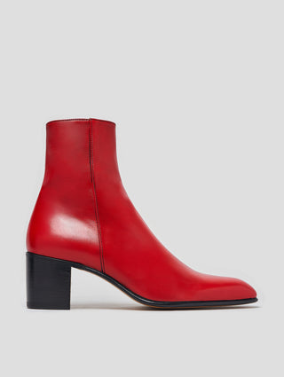 JUAN 60MM ANKLE BOOT IN RED CALFSKIN - Woman
