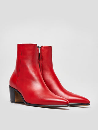 NICO 60MM ANKLE BOOT IN RED CALFSKIN