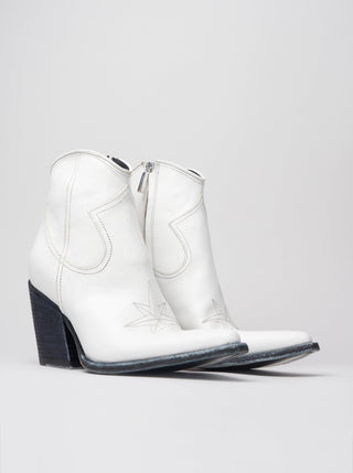 ALISON 80MM ANKLE BOOT IN DISTRESSED WHITE VACCHETTA LEATHER - Woman