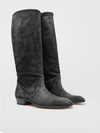 KEITH ROLL DOWN BOOT IN BLACK SUEDE - Woman