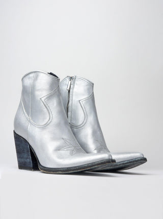 ALISON 80MM ANKLE BOOT IN DISTRESSED SILVER LEATHER - Woman - ALESSANDRO VASINI