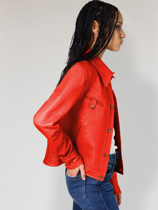 DOLLY LEATHER JACKET RED - Woman