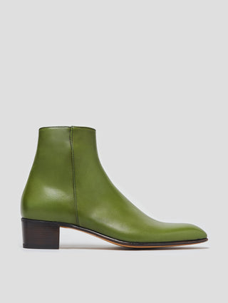 SONNY 40MM ANKLE BOOT IN VINTAGE GREEN CALFSKIN- Woman
