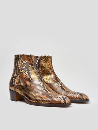 SONNY "SPECIAL EDITION" 40MM ANKLE BOOT IN GOLD SNAKESKIN- Woman