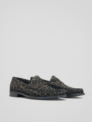 THEO PENNY LOAFER IN LEOPARD SUEDE