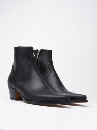 CLINT ANKLE BOOT IN BLACK VACCHETTA LEATHER