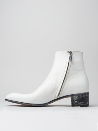 SONNY 40MM ANKLE BOOT IN DISTRESSED WHITE VACCHETTA