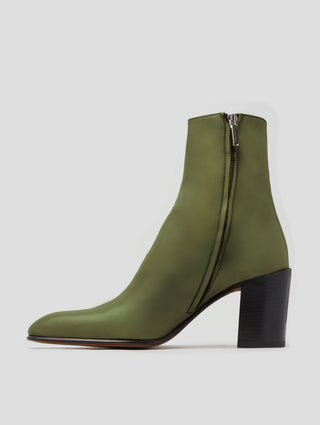 JANIS 80MM ANKLE BOOT IN VINTAGE GREEN CALFSKIN - Woman